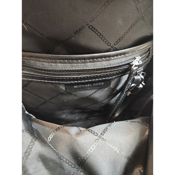 Michael Kors Rhea Zip Backpack Black and White Silver-Color Hardware main image 10